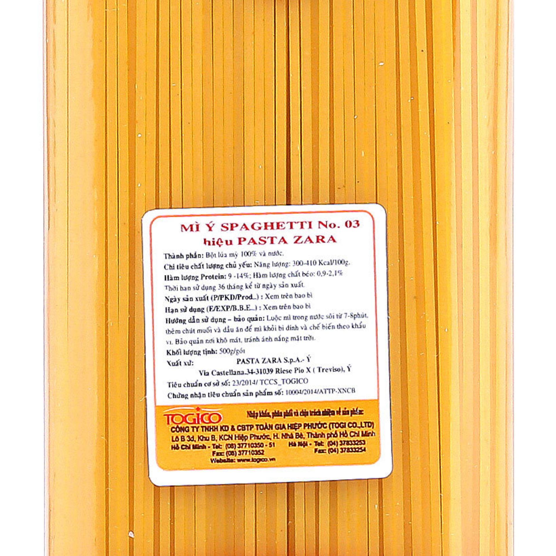 Mì Ý - Mì spaghetti hiệu pastaZARA số 3 500g