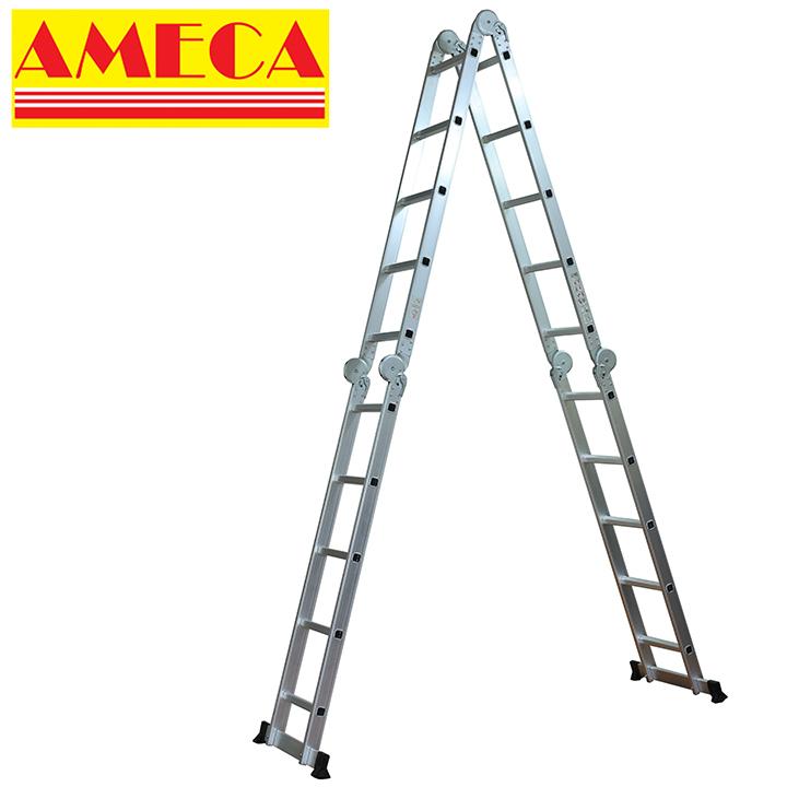 Thang nhôm gấp 4 đoạn AMECA M205 - 5 bậc 5,8m