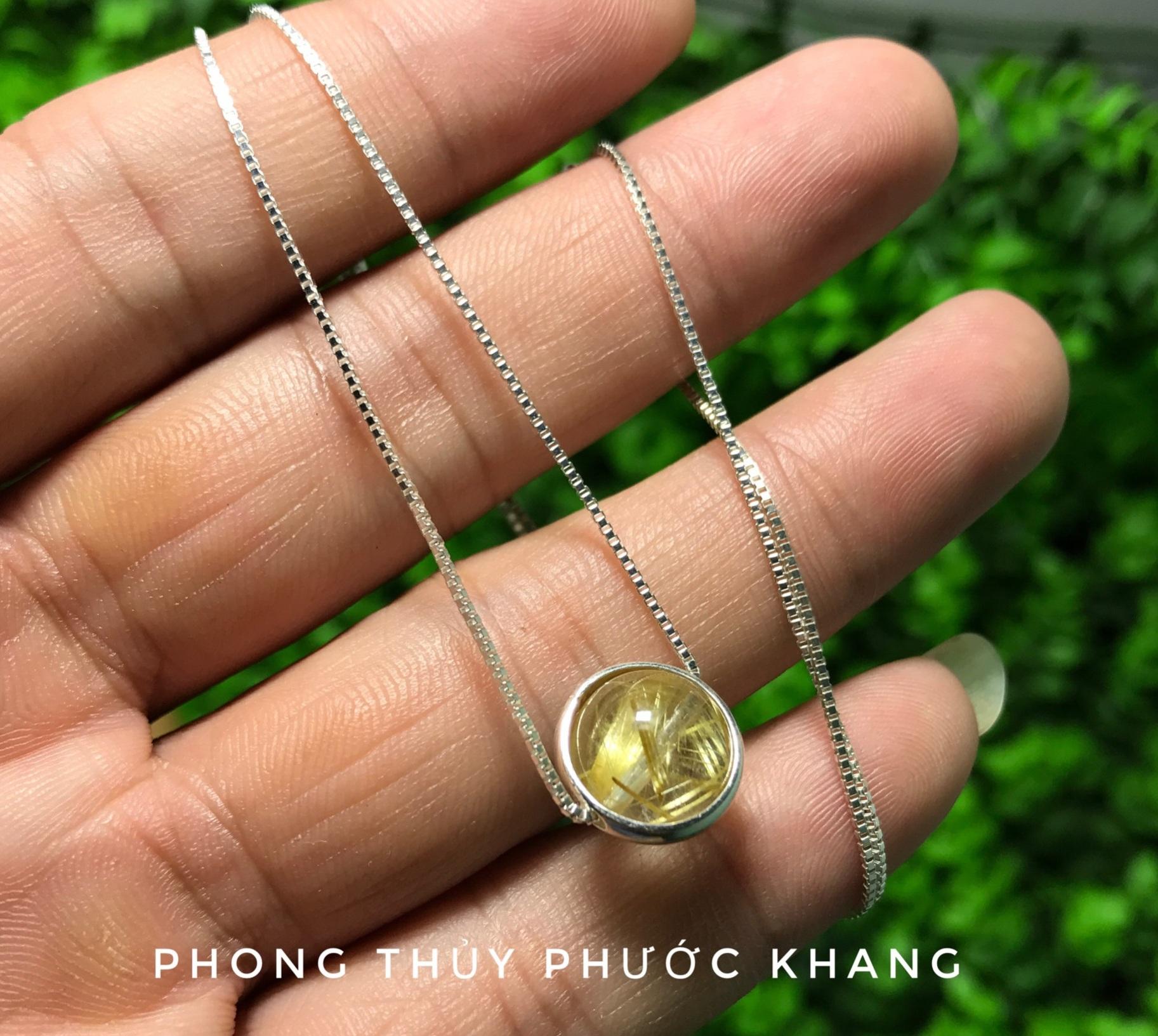 Dây chuyền bạc mặt đá tự nhiên thạch anh tóc vàng