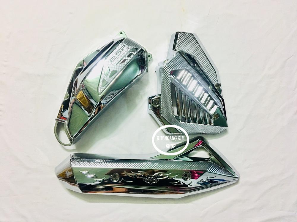 Combo bộ 3 món ốp pô,pô e,két nước xi inox dành cho xe airblade đời 2013 2015