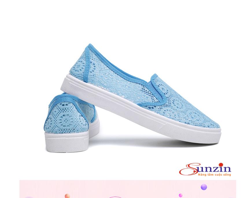 Giày lười ren nữ thoáng chân (xanh) size từ 35-40