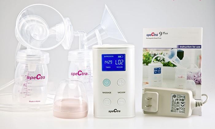 Máy hút sữa điện đôi Spectra 9 plus Made in Korea (có pin sạc tích điện)