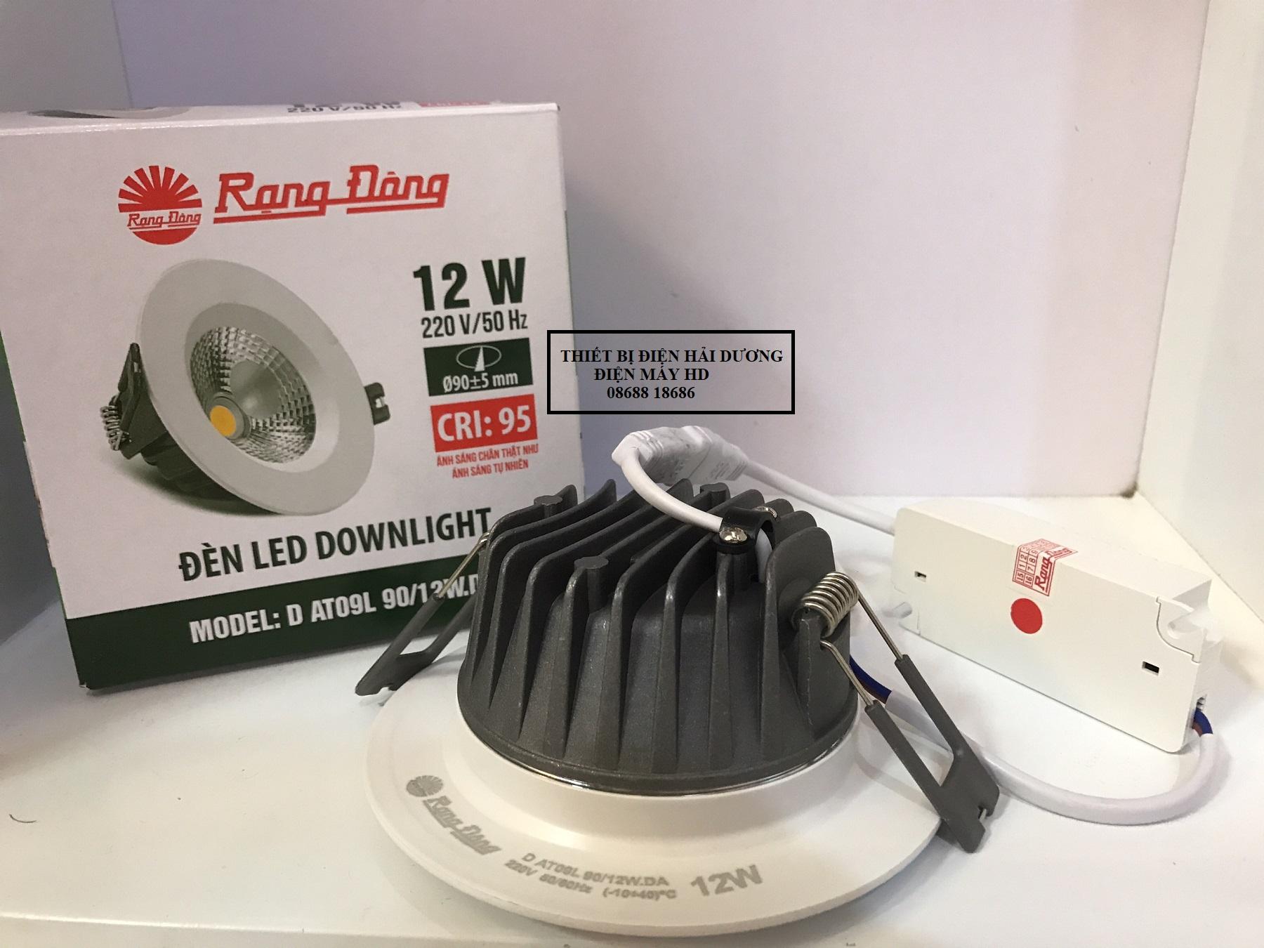 Bộ 6 Đèn Downlight Rạng Đông led âm trần Siêu Sáng D AT09L Phi 90/12W.DA (Màu 4000K trung tính)