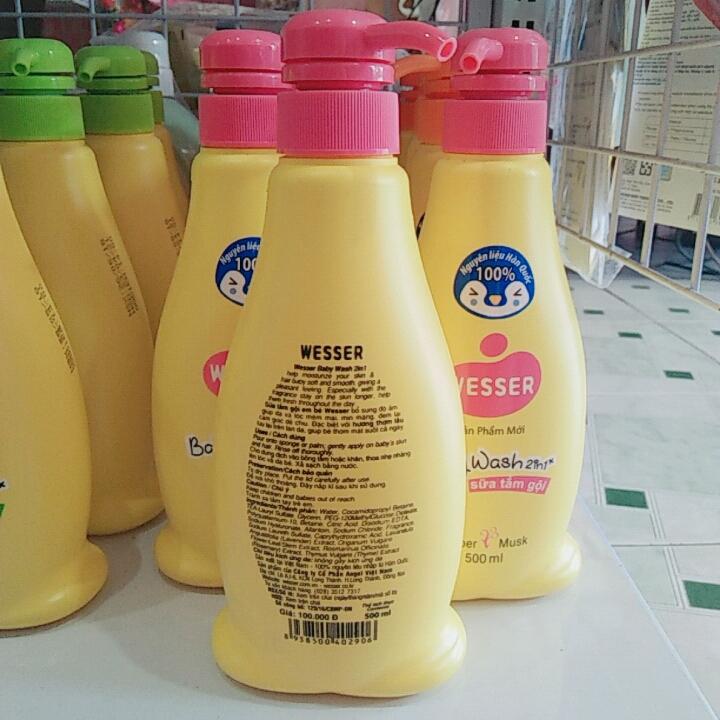 Bộ 4 chai Sữa tắm gội Wesser 500ml (Hồng) - sua tam goi
