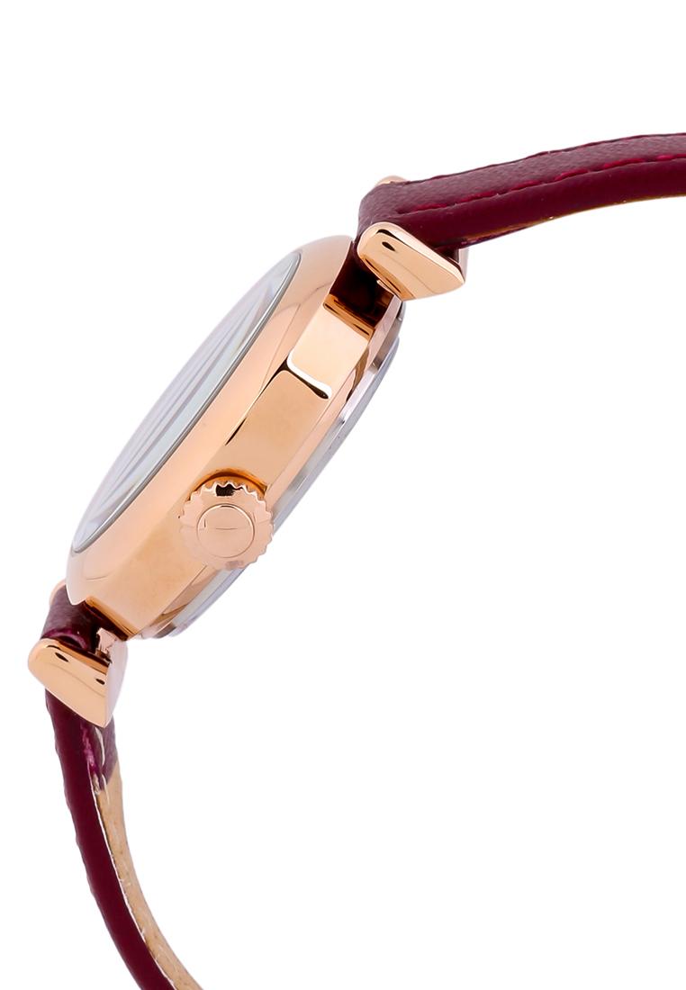 Đồng Hồ Nữ Julius Hàn Quốc Dây Da Ja-1018 (Đỏ Tím)