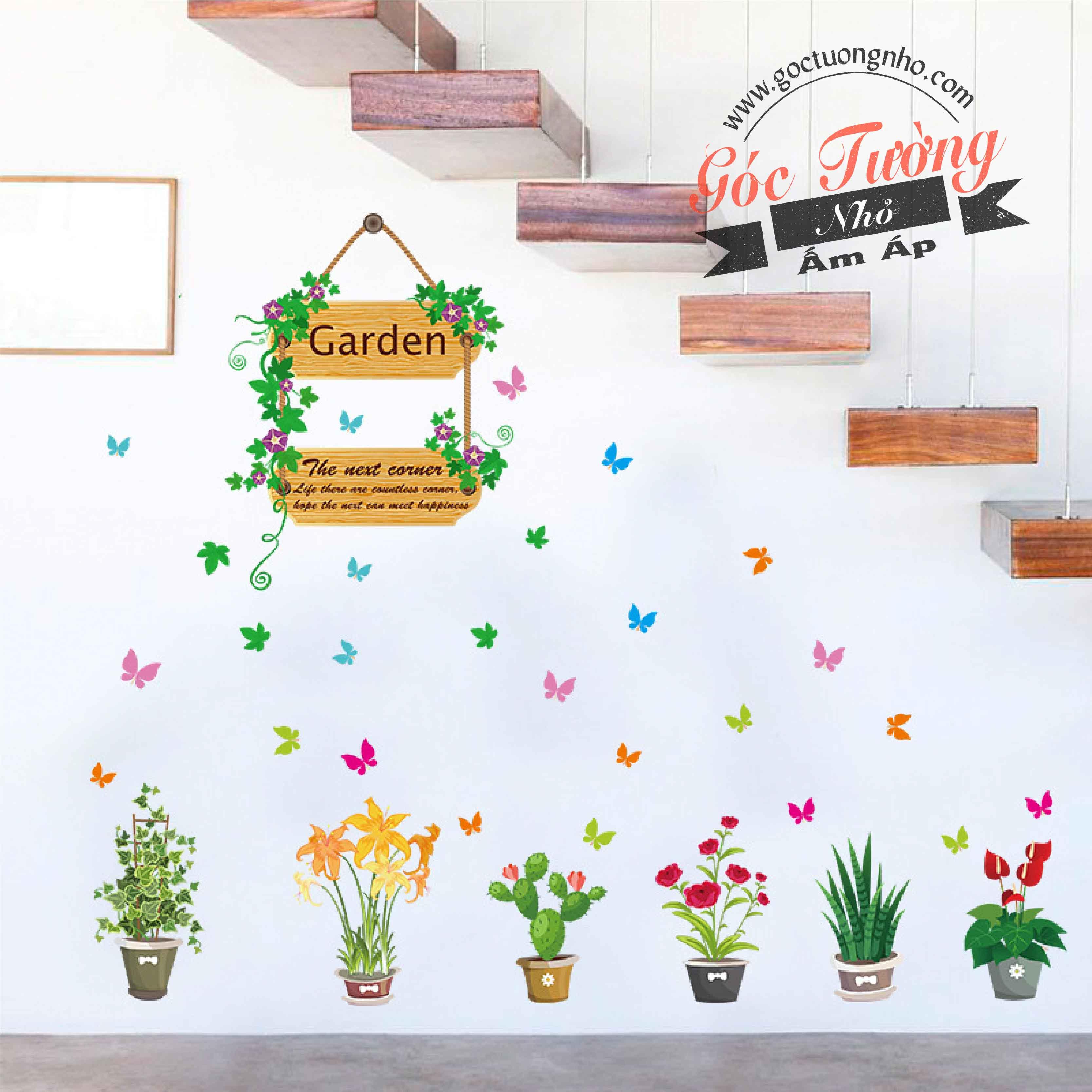 DECAL DÁN TƯỜNG HÌNH CHẬU CÂY SK7066