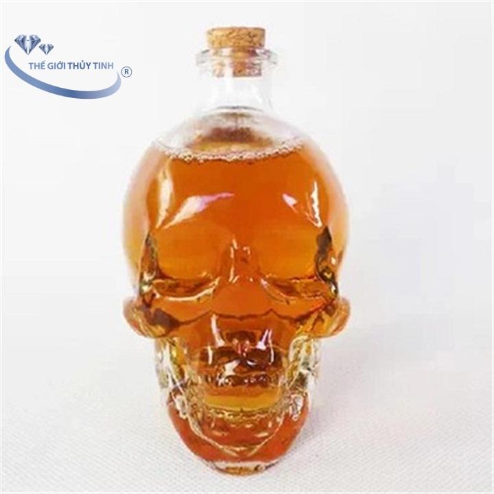 Bình Thủy Tinh Đầu Lâu Nút Bần 350ML