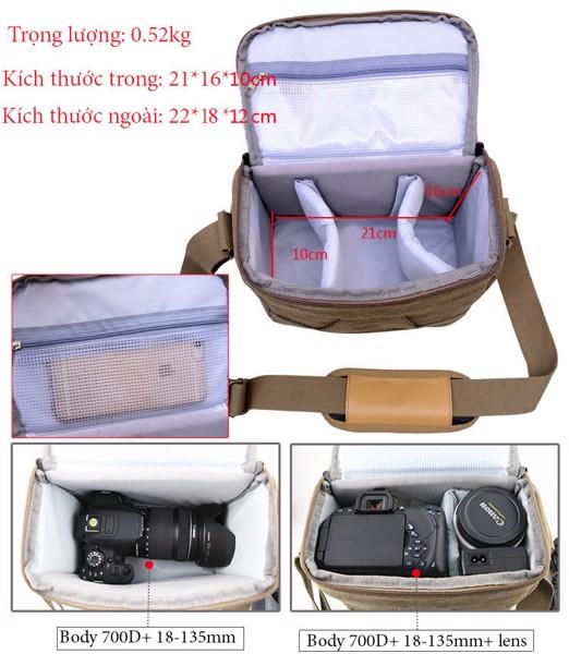 [HCM]Túi máy ảnh vải bố Soudelor- size lớn