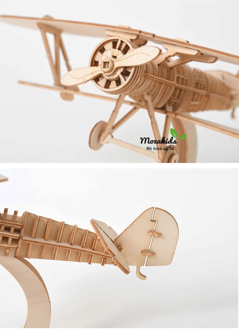 Đồ chơi lắp ráp gỗ 3D Mô hình Máy bay Biplane