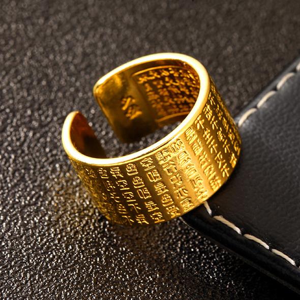 Nhẫn nam mạ màu vàng 24k khắc kinh phật