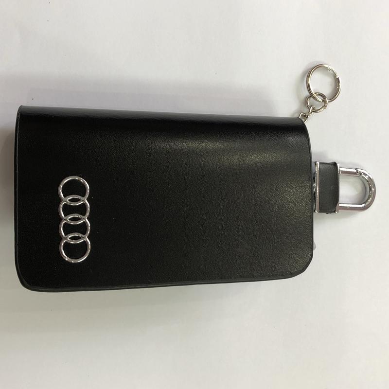 Bao da chìa khóa ô tô logo xe Audi (Màu Đen)