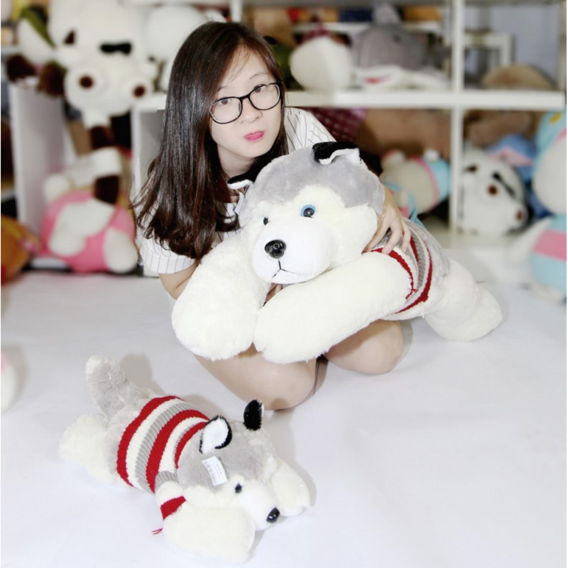 Chó bông Husky dễ thương trắng xám