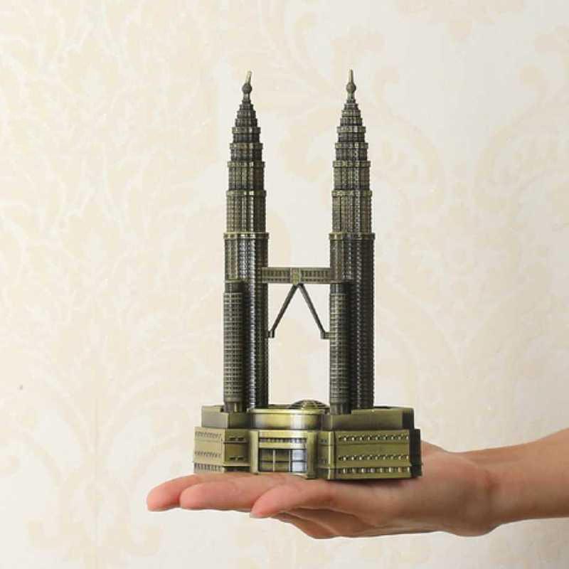 Mô hình tháp đôi Petronas cao 18 cm V.2 (màu vàng rêu)