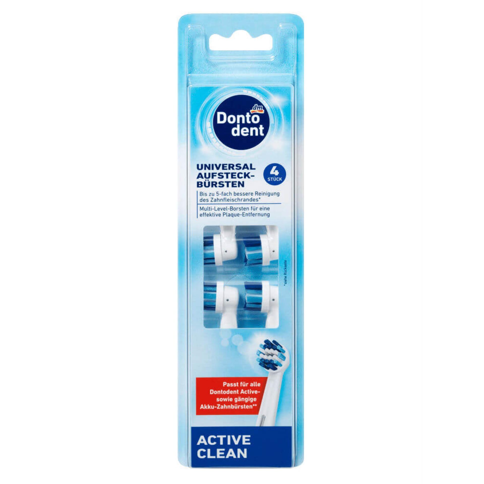 Vỉ 4 đầu bàn chải điện Dontodent (ACTIVE Clean) - Đức
