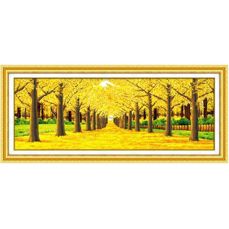 [HCM]Tranh Đính Đá Hàng Cây Lá Vàng Df2022-150x60cm (Chưa Đính)