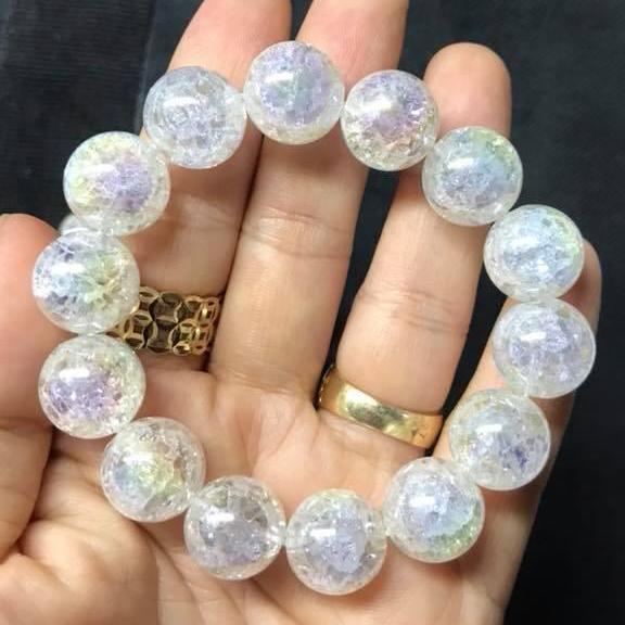 VÒNG TAY THẠCH ANH TRẮNG TUYẾT 14 LY