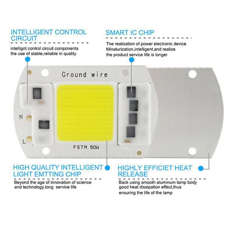 Đèn LED 20W 30W 50W Floodlight COB Chip 220V Thông Minh.
