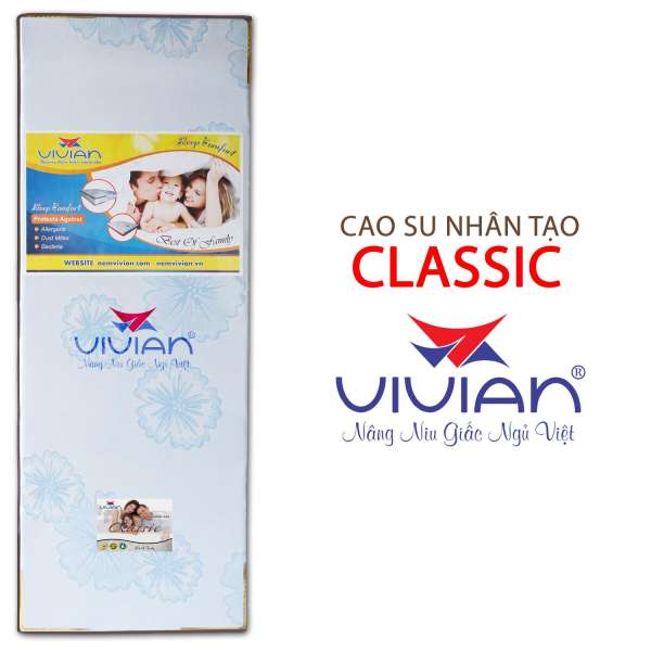 Nệm Cao Su Nhân Tạo Gấp 3 Classic VIVIAN (1.8 x 2.0 m) Nền Trắng Hoa Văn Màu Sắc Ngẫu Nhiên