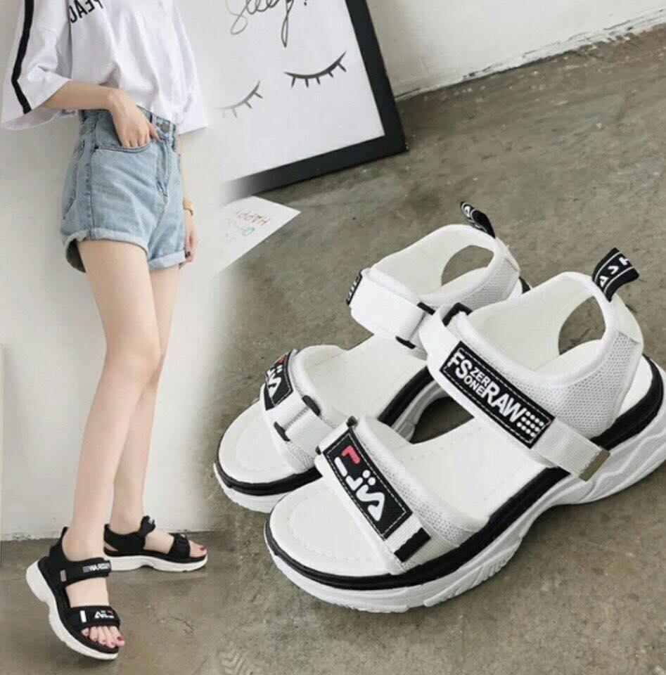 Dép Bitit FjLa quai chất da phối vải cao cấp