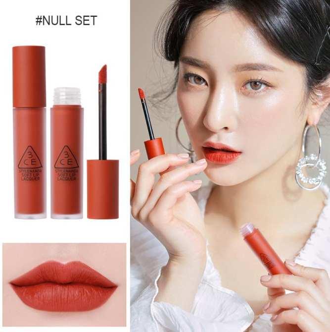 [HCM]Son Kem Lì 3CE Soft Lip Lacquer - 6g Màu Null Set (Đỏ Gạch)