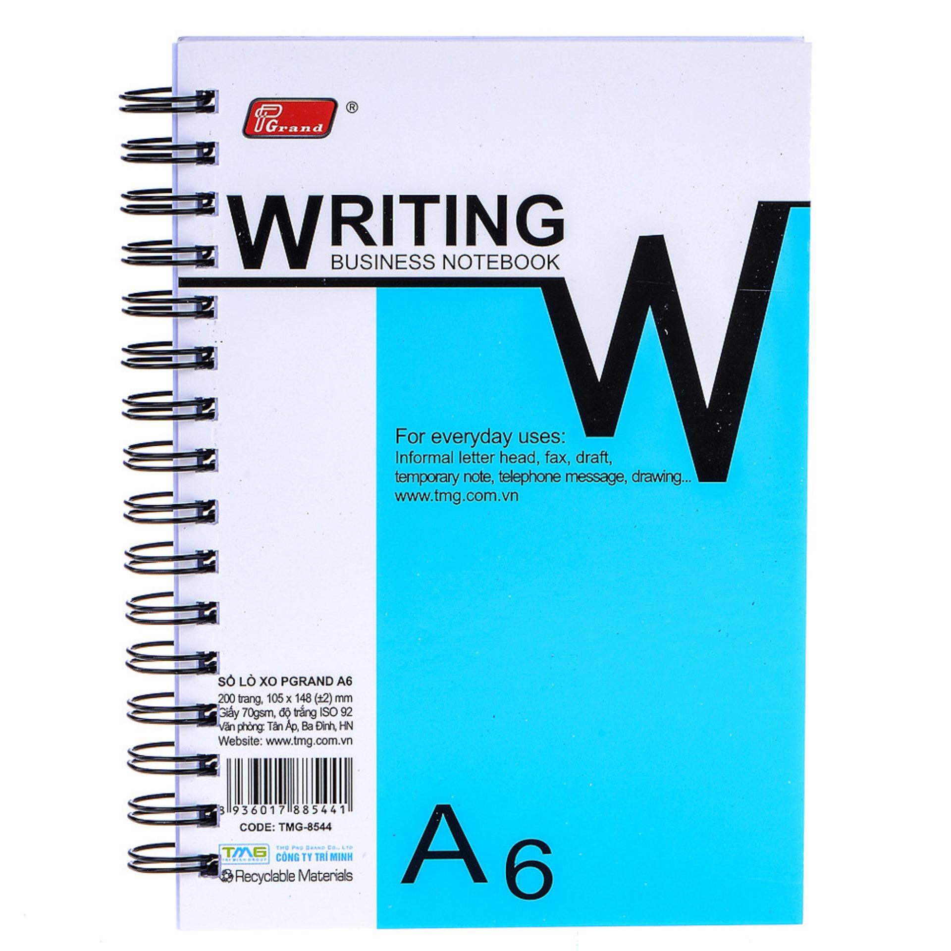 [HCM]BỘ 4 CUỐN SỔ LÒ XO A6 PGRAND DÀY 200 TRANG (10.5CM X 14.8CM)