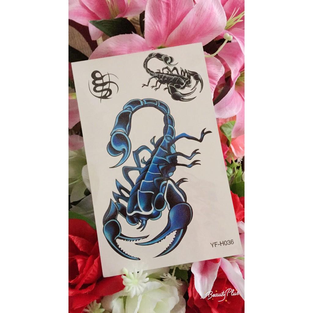Combo 3 tấm hình xăm dán bọ cạp xanh 15x21cm- mua 2 combo tặng tấm đồng size