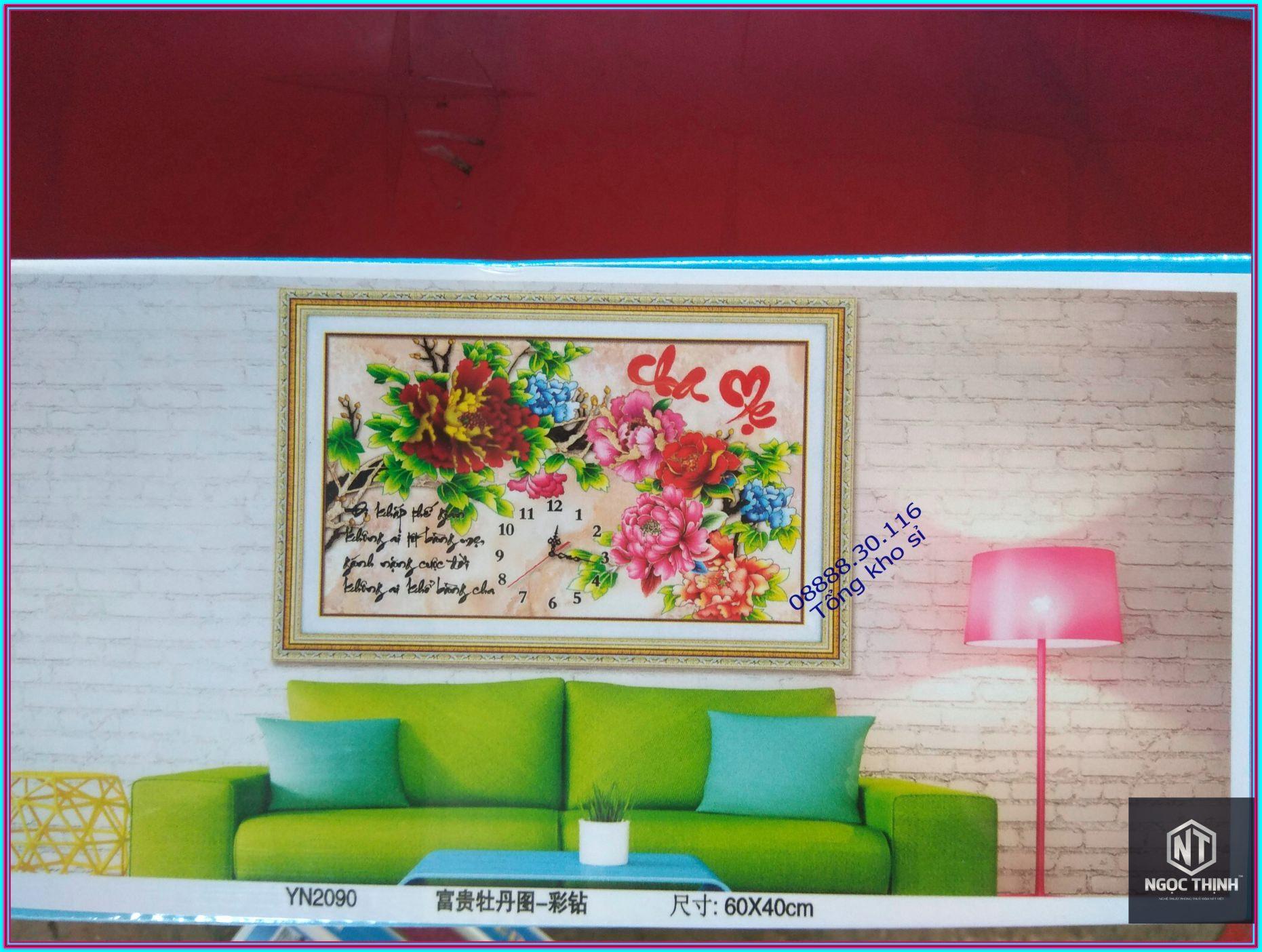 Tranh đính đá Đồng hồ Cha mẹ YN2090-Ngọc Thịnh