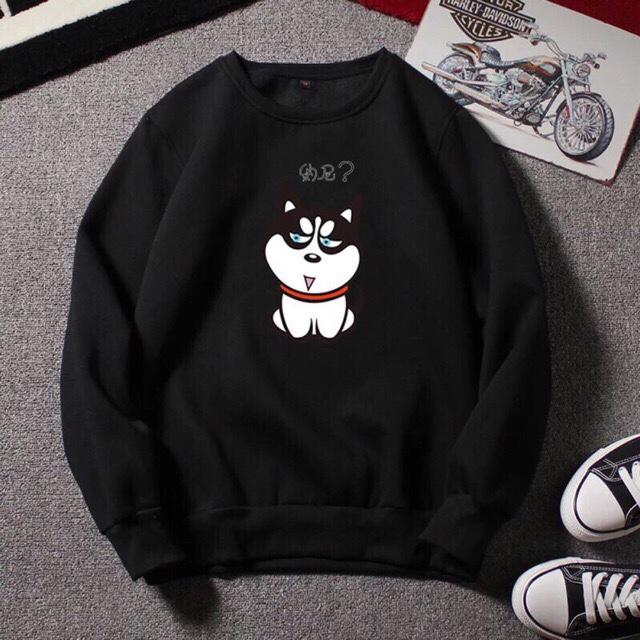[HCM]Áo Sweater Nam Nữ CHÓ NHẬT ĐEN  Hot  Big Size  100kg Vải Nỉ Bông Dày Mịn Cao Cấp _ SW000 54