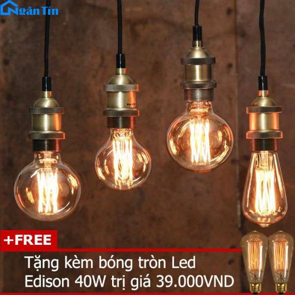 Bộ 3 dây 5 dây 10 dây đèn Led thả trang trí đuôi đồng E27 40W (Tặng kèm bóng đèn led edison 40w)