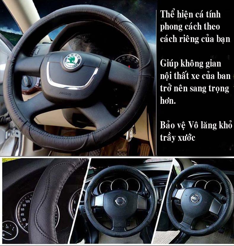 Bọc vô lăng Da cao cấp (Màu đen)