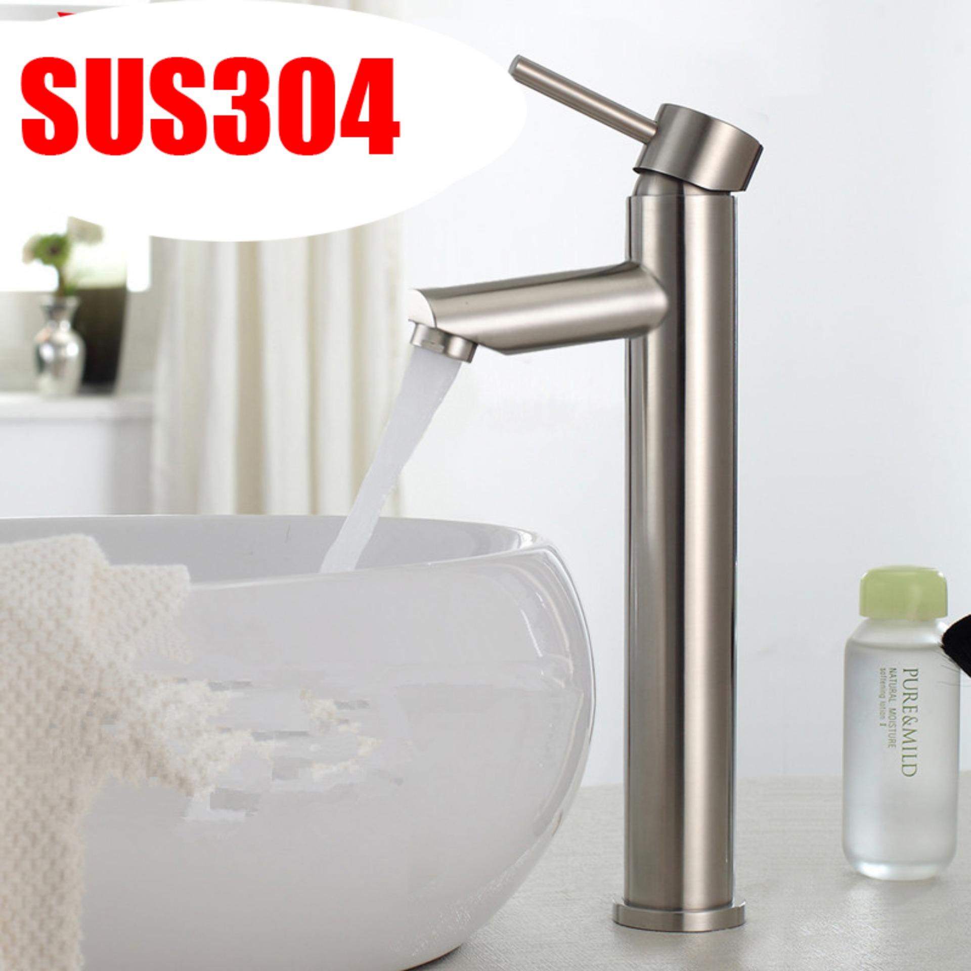 Bộ sen cây tắm nóng lạnh Inox SUS304 tròn 3020+ Lavabo 5015