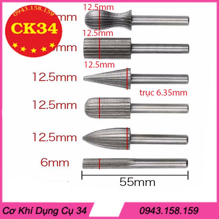 Bộ 6 đầu mài gỗ thép Carbon dùng DIY