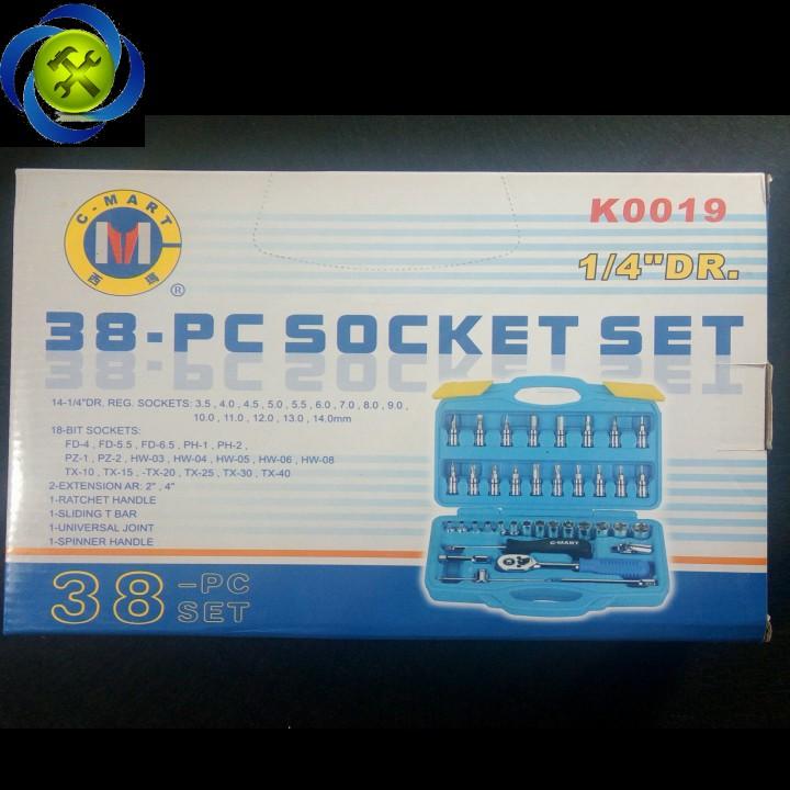 [HCM]Bộ cần tuýp 1/4 C-Mart K0019 38 chi tiết