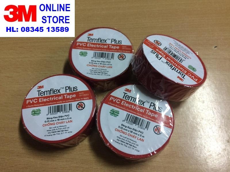 COMBO 03 Cuộn BĂNG KEO ĐIỆN 3M TEMFLEX PLUS PVC Electrical Tape