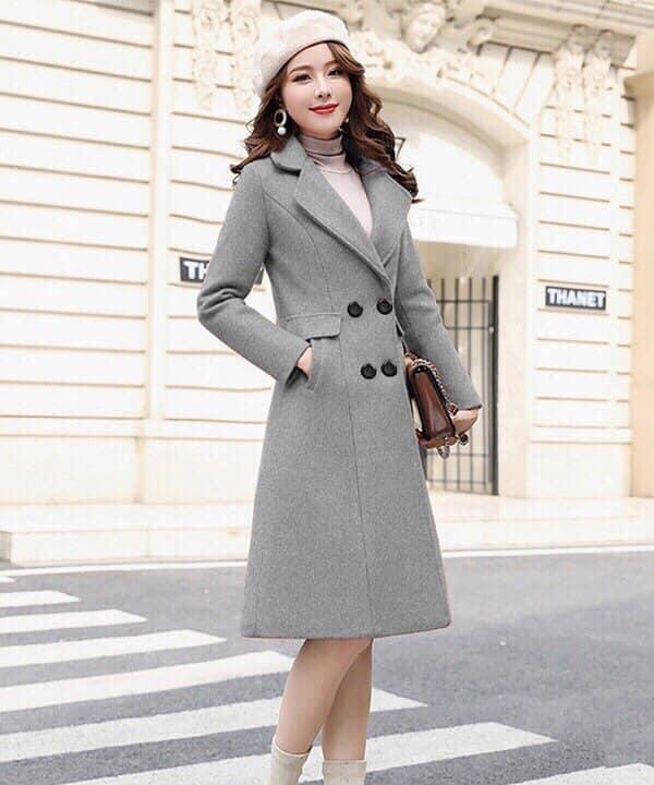 ÁO KHOÁC DẠ CỔ VEST DÁNG DÀI 4 NÚT CAO CẤP
