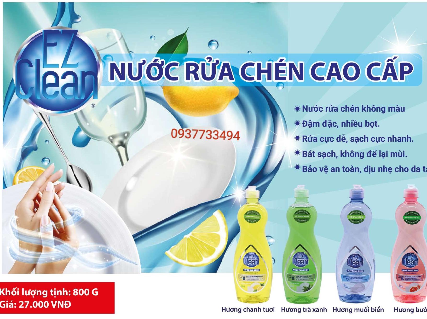 Nước rửa chén đậm đặc EZ hương muối biển 800g