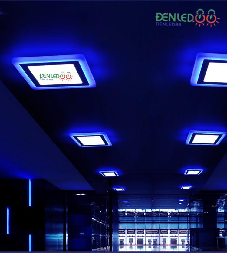 Bộ 5 đèn led nổi ốp trần 24w vuông 2 màu 3 chế độ  ánh sáng xanh dương