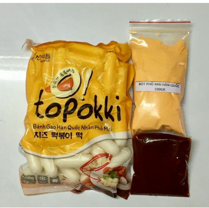 combo 1kg bánh gạo nhân phô mai kèm 100g bột phô mai kèm 100g sốt Hàn Quốc_TiTiMart