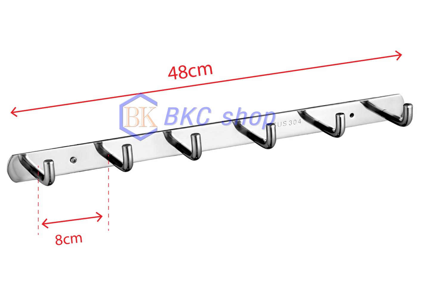 [HCM]Móc áo treo tường Inox 304 – 06 móc