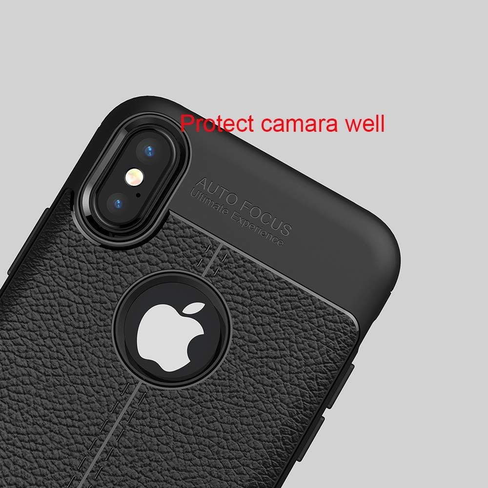 Ốp Lưng Silicon Vân Da  Auto Focus cho iPhone Xs