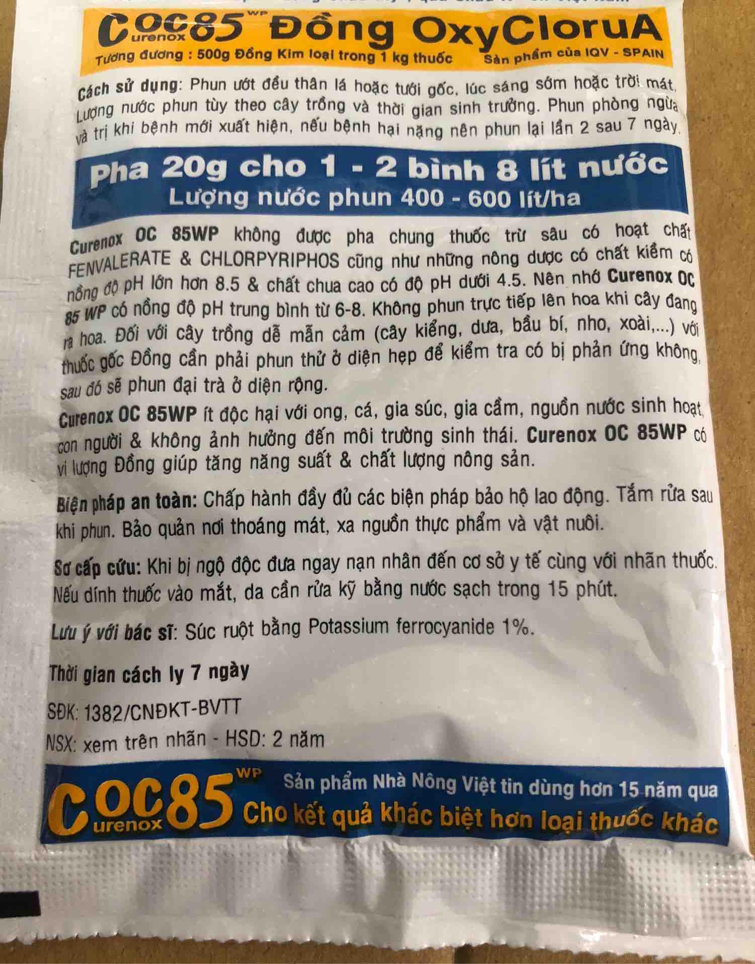 Thuốc trừ nấm gốc đồng Coc 85 wp