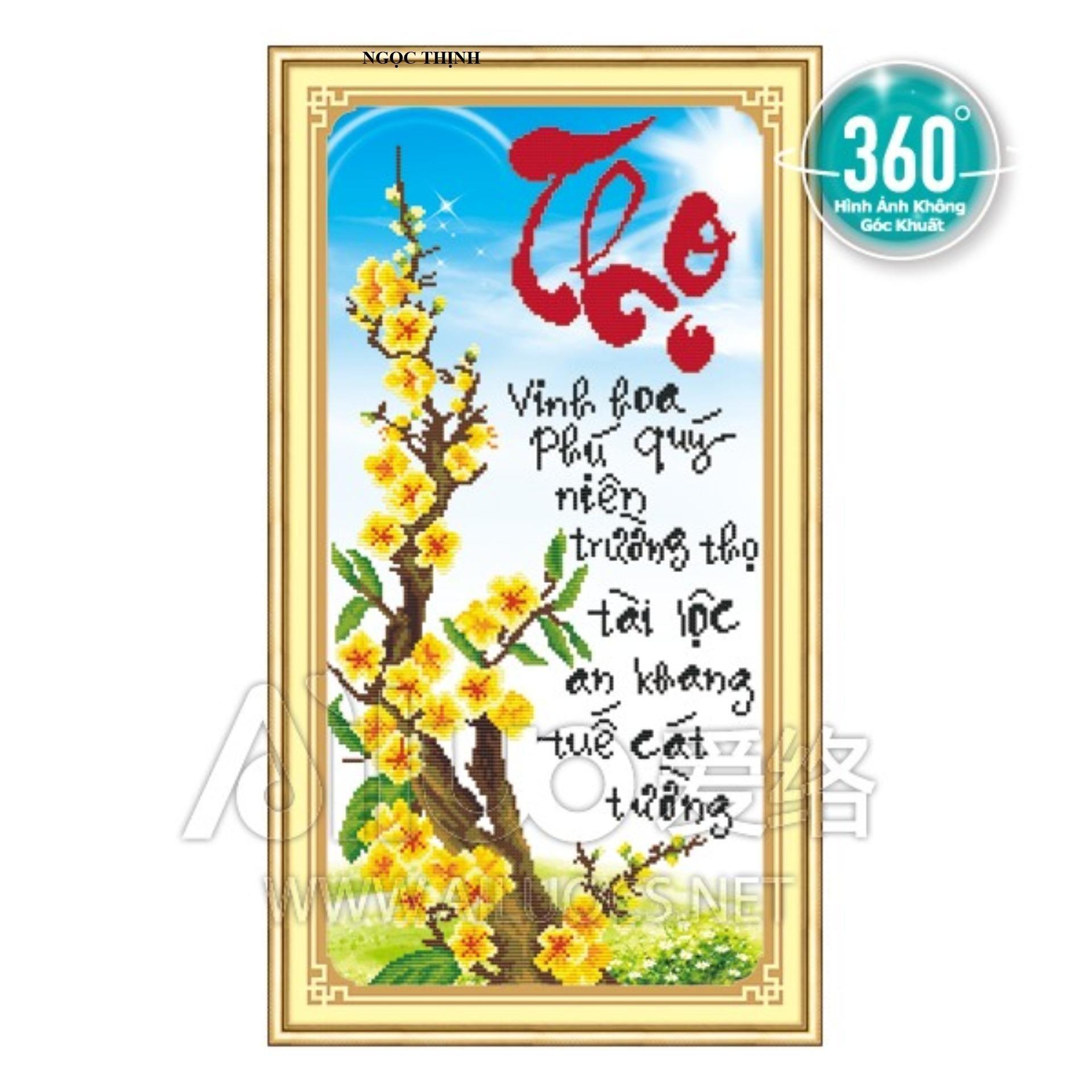 Tranh đính đá chữ lộc 77306 kích thước: 33x66cm chưa đính- ngocthinhshop