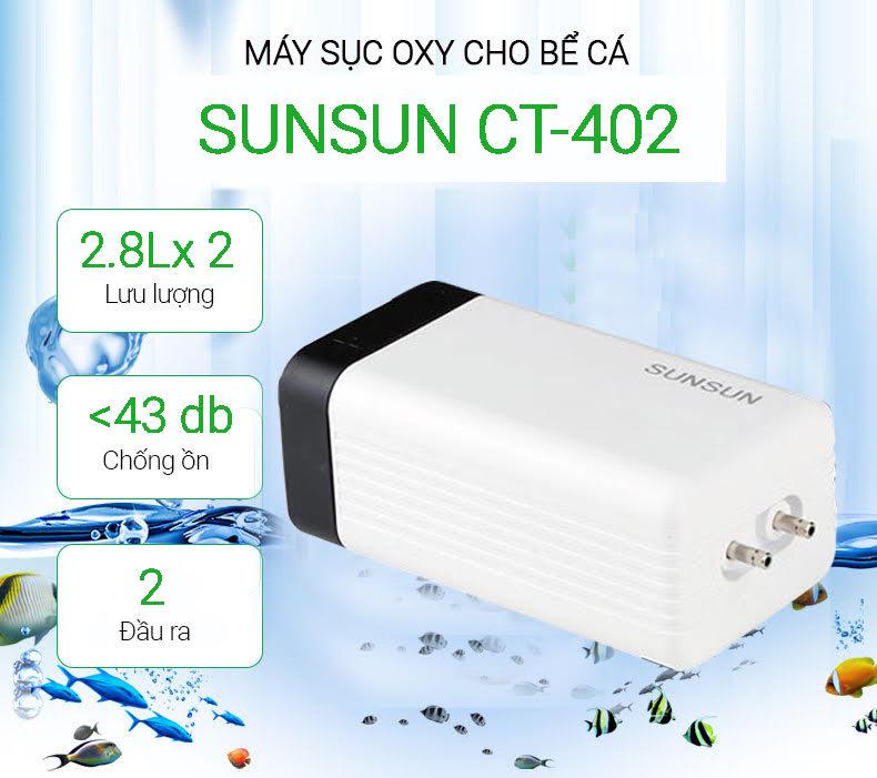 Máy sủi oxy cho bể cá 500 lít SUNSUN CT-402