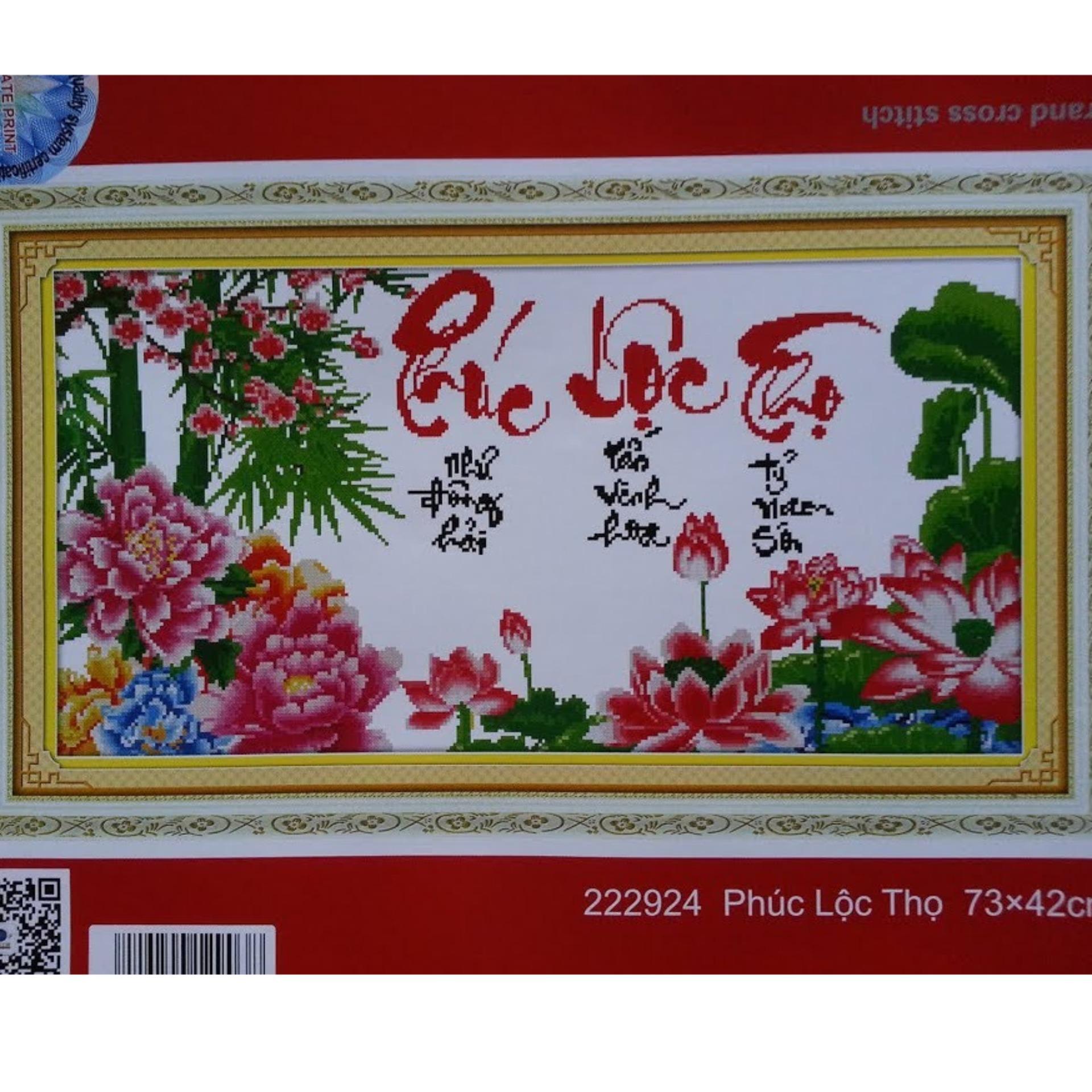 Tranh thêu chữ thập cao cấp (chưa thêu) Phúc Lộc Thọ 222924