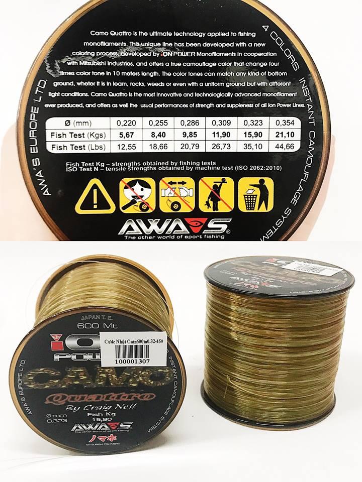 Cước câu cá Nhật dòng Ion Awas Camo 600m