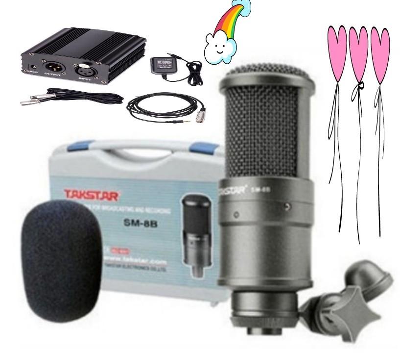 Combo mic thu âm takstar sm8b và nguồn 48v