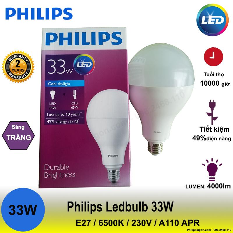 Bóng đèn Led Bulb Philips hiệu suất cao 33W 4000Lm 6500K A110 ( ánh sáng trắng)