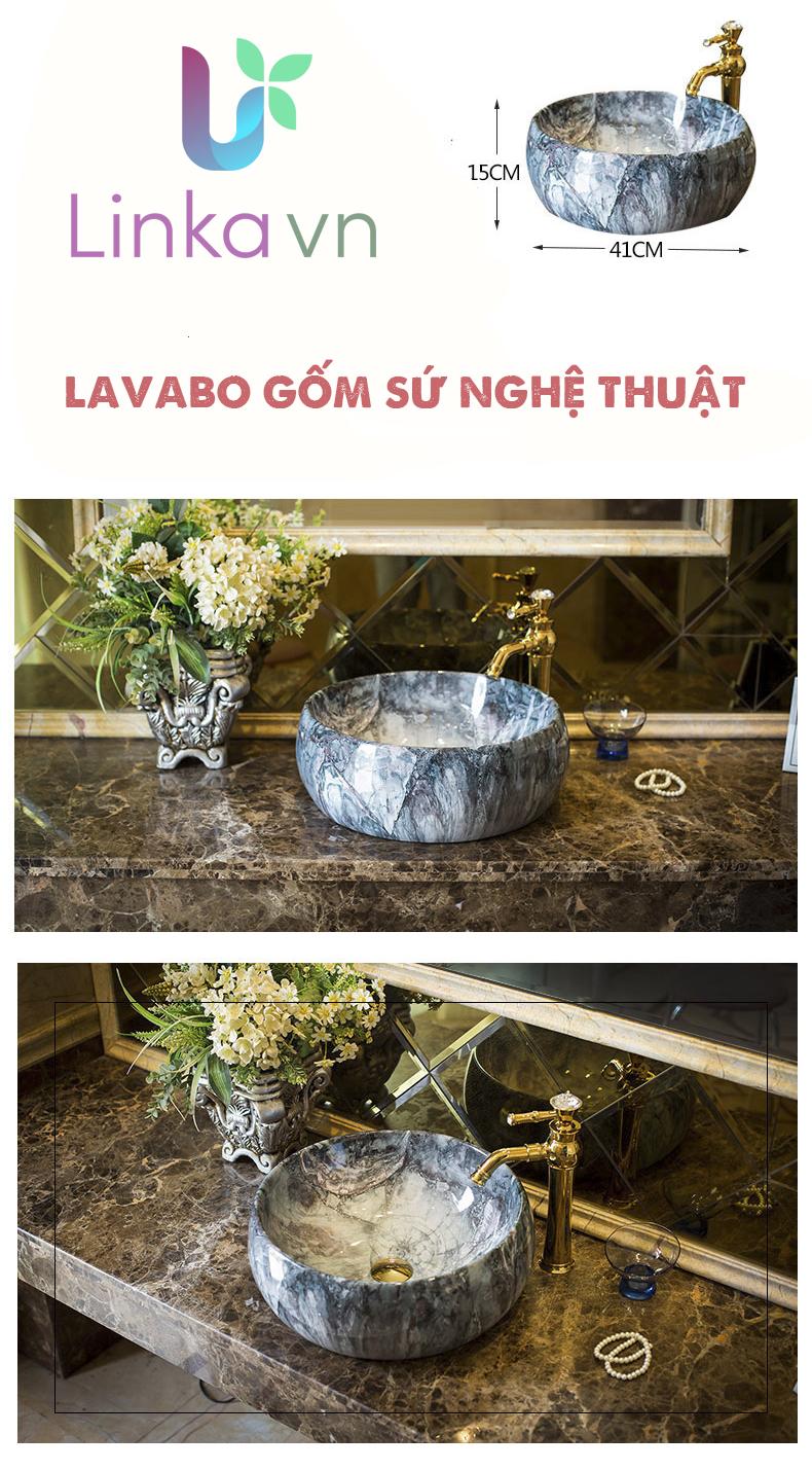 Chậu rửa lavabo gốm sứ nghệ thuật cao cấp LAV001 – Phong cách Châu Âu sang trọng