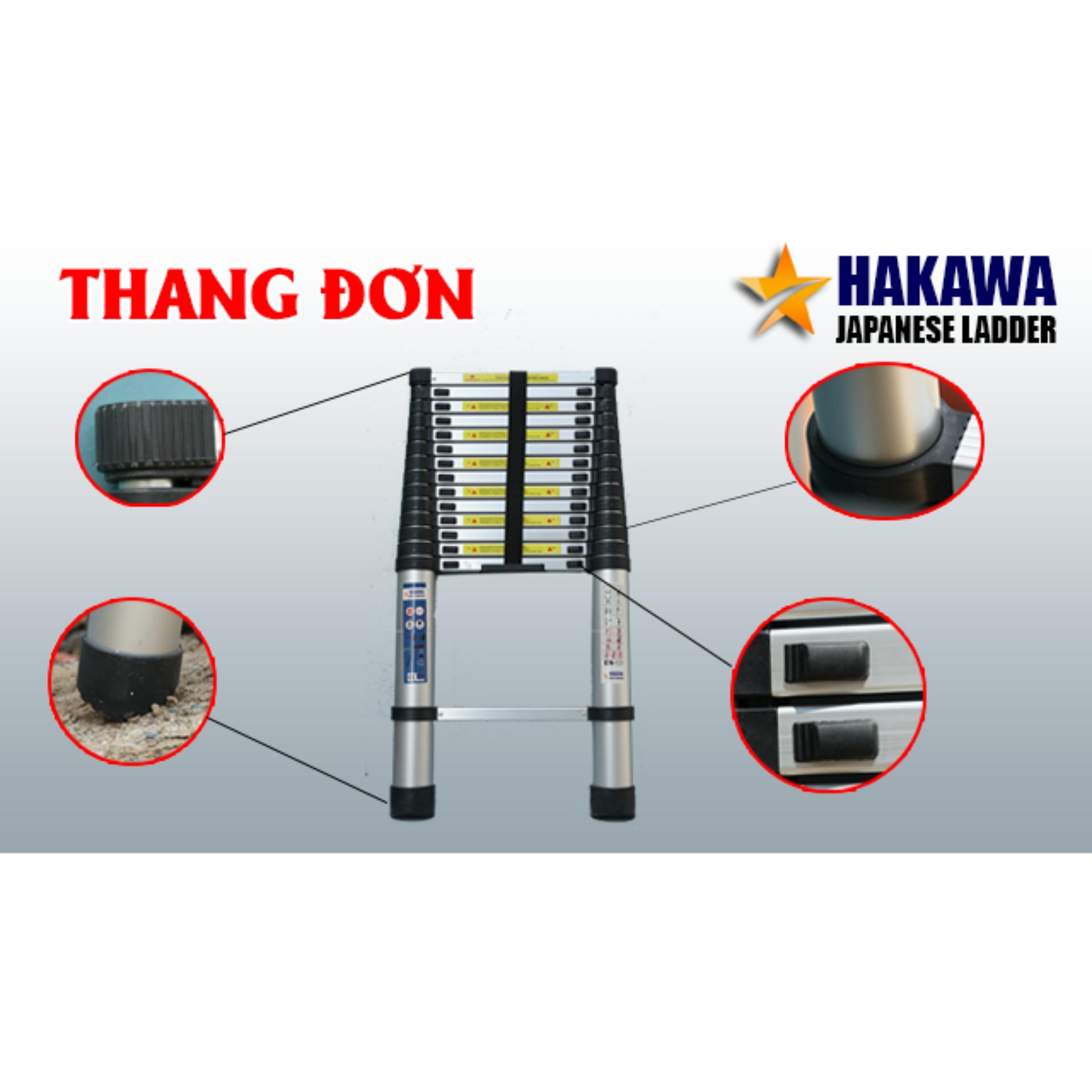 [HAKAWA] Thang nhom rut don HAKAWA HK138 3m8 bằng nhôm không rỉ, chịu lực tốt