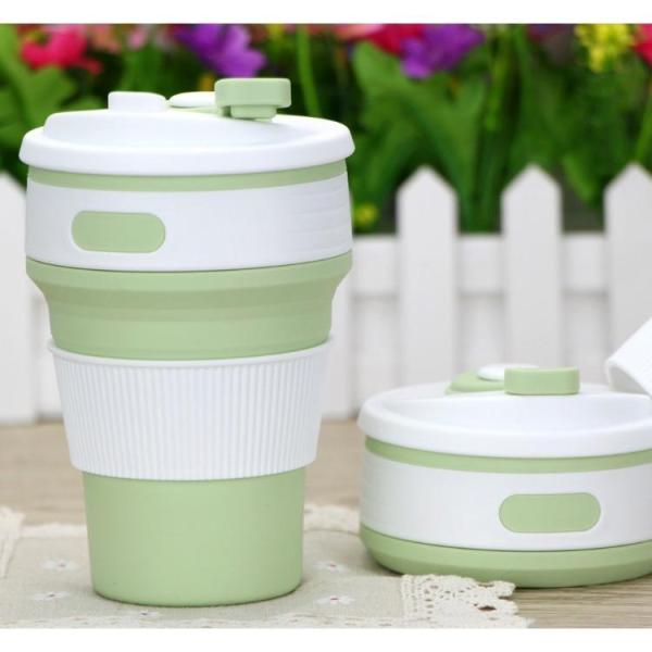 Bình Nước Gấp Gọn Thông Minh Bình Nước Dạng Ly Cà Phê Nhựa Dẻo Silicone 350ml Telescoping, ly nước